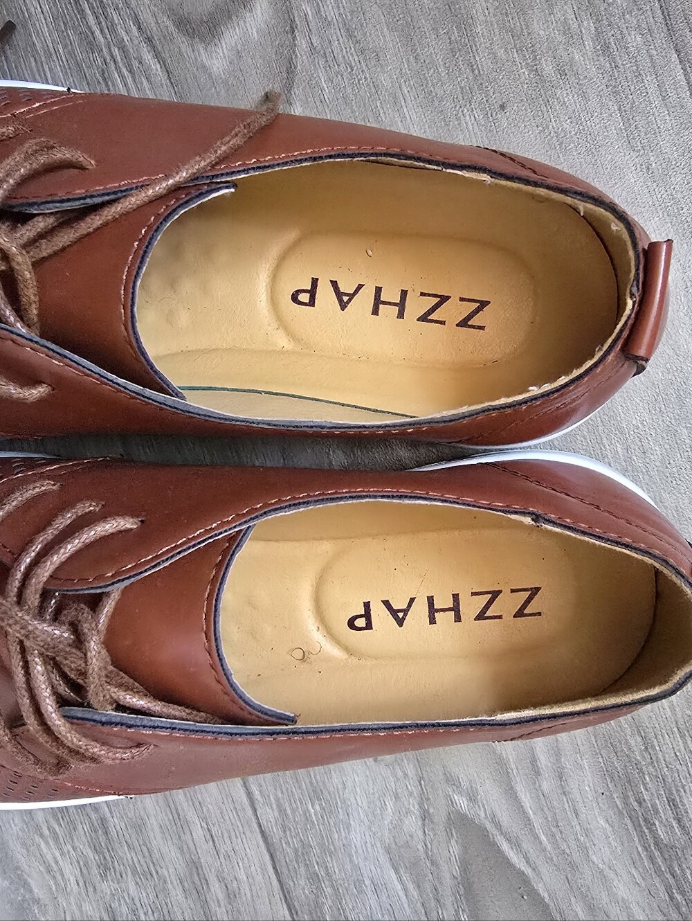 Zzhap Brown Leather Derby Shoes - Comfortable Lace-Up Oxford